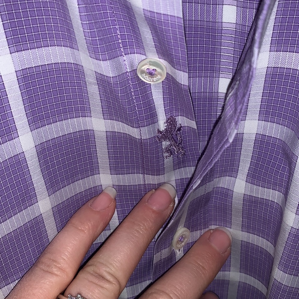 Designer Bugatchi Uomo Shaped Fit Flip Cuff Purple - Picture 12 of 14